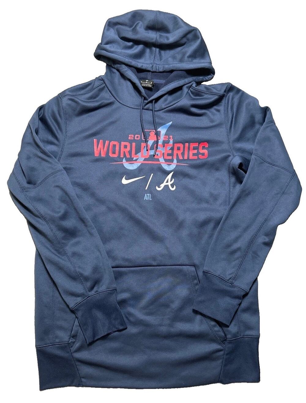 Nike Dri-FIT Braves 2021 World Series Hoodie Mens Medium Navy MLB Pullover